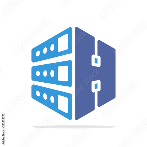 Initial logo icon for web hosting business with initial details of letter H