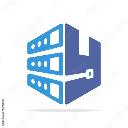 Initial logo icon for web hosting business with initial details of letter Y