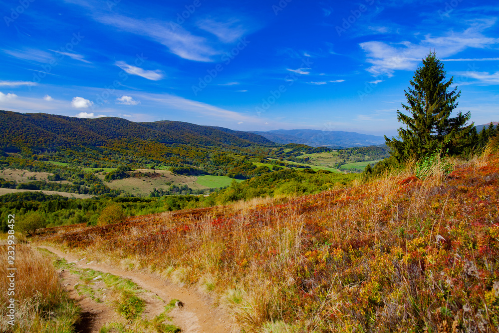 Landscape of autumnal peaks of the Carpathians.