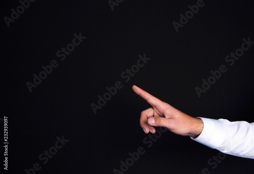 businessman finger screen