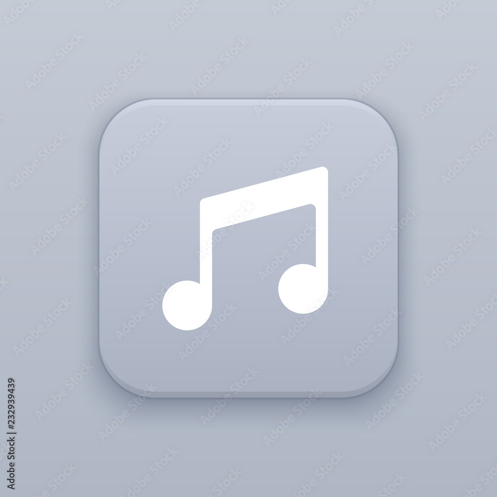 Sound, Melody, gray vector button with white icon Sound, Melody, gray vector button with white icon