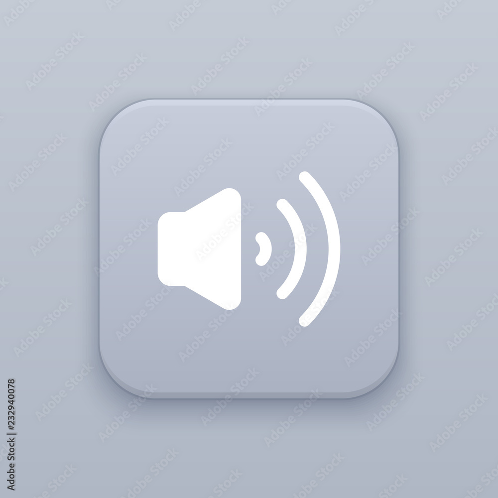 Volume, Speaker, gray vector button with white icon Volume, Speaker, gray vector button with white icon
