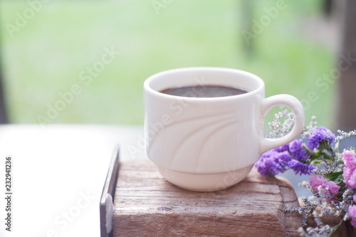 beautiful coffee cup in morning