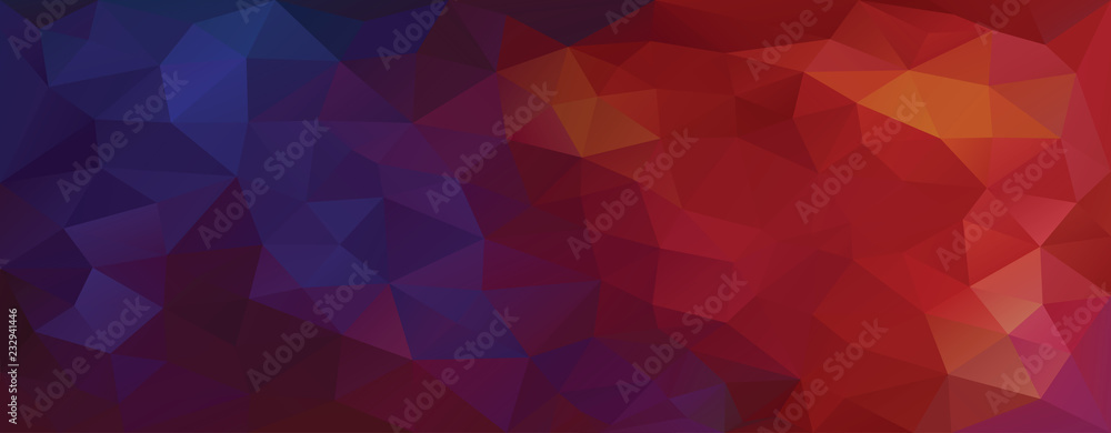 Low poly background facet triangular red purplle blue banner background