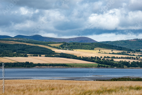 Blick über reife Gerstenfelder über den Cromarty Firth zur Black Isle photo