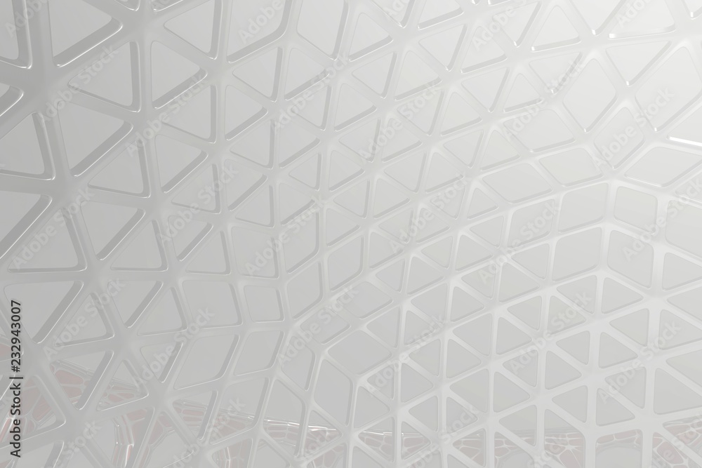Abstract 3d rendering concept of high poly architecture with steel and glass, chaotic mesh grid cellular mulecular structure. Sci-fi background with polygonal shape in mist or fog air. Futuristic Abstract 3d rendering concept of high poly architecture with steel and glass, chaotic mesh grid cellular mulecular structure. Sci-fi background with polygonal shape in mist or fog air. Futuristic