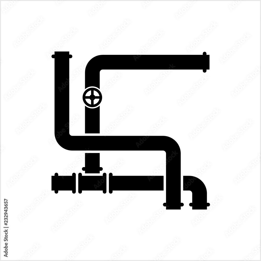 Fototapeta premium Pipe Icon, Pipe Fitting Icon, Water, Gas, Oil Pipeline, Plumbing Work