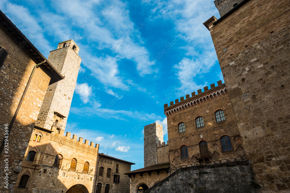 San Gimignano city in Tuscany Italy with his ancient historical and wonderful old towers and buildings. Vacation place with a lot of tourism