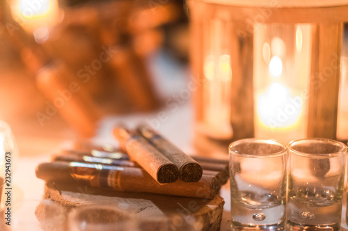 Fotografie Cigar and rhum rum to end the night in friednship with men's things related