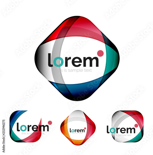 Free Download Set of geometric shape convergence logo design templates - GFXLoad