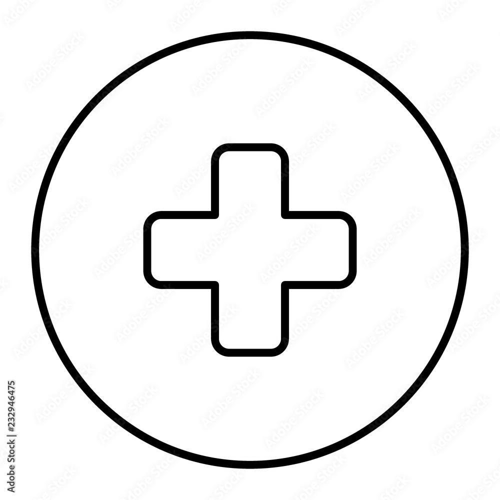 Cross in circle sign icon. Outline icon on white background. Check in  circle sign Silhouette. Web site, page and mobile app design vector  element. Stock Vector