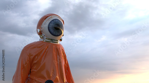 Fotografi human eye in a protective suit