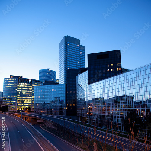 glass fronted office buildings 