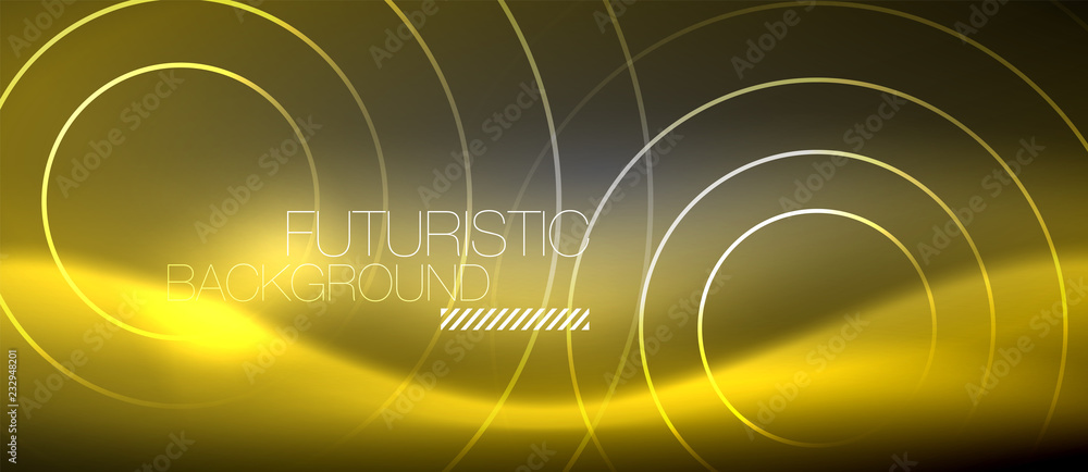 Neon circles abstract background, shiny lines Neon circles abstract background, shiny lines