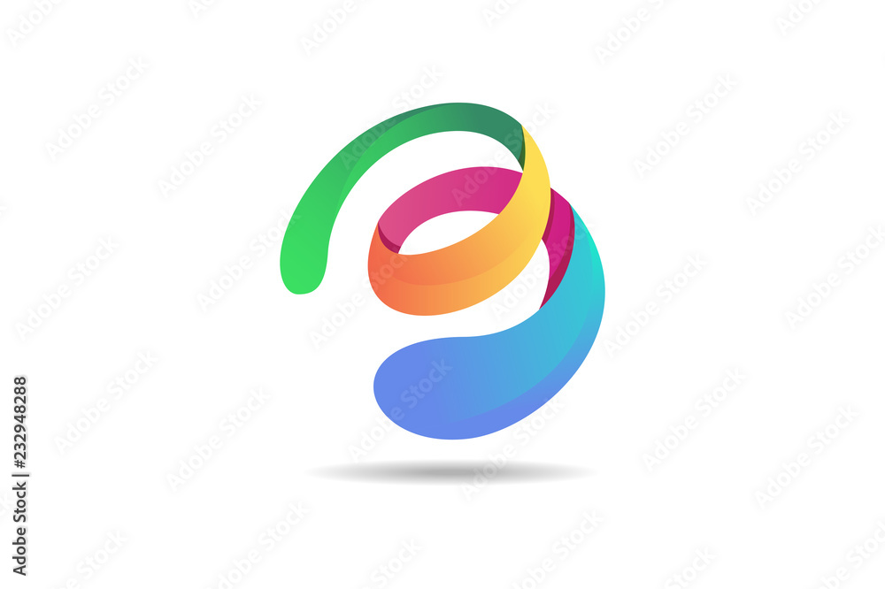 Fototapeta premium Abstract colorful logo, 3d modern icon concept