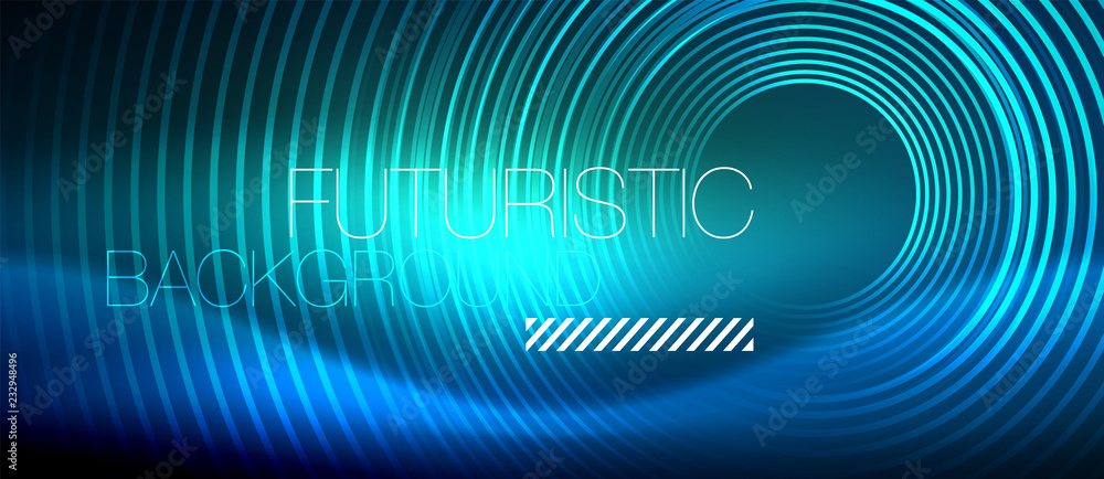 Neon glowing circles background Neon glowing circles background