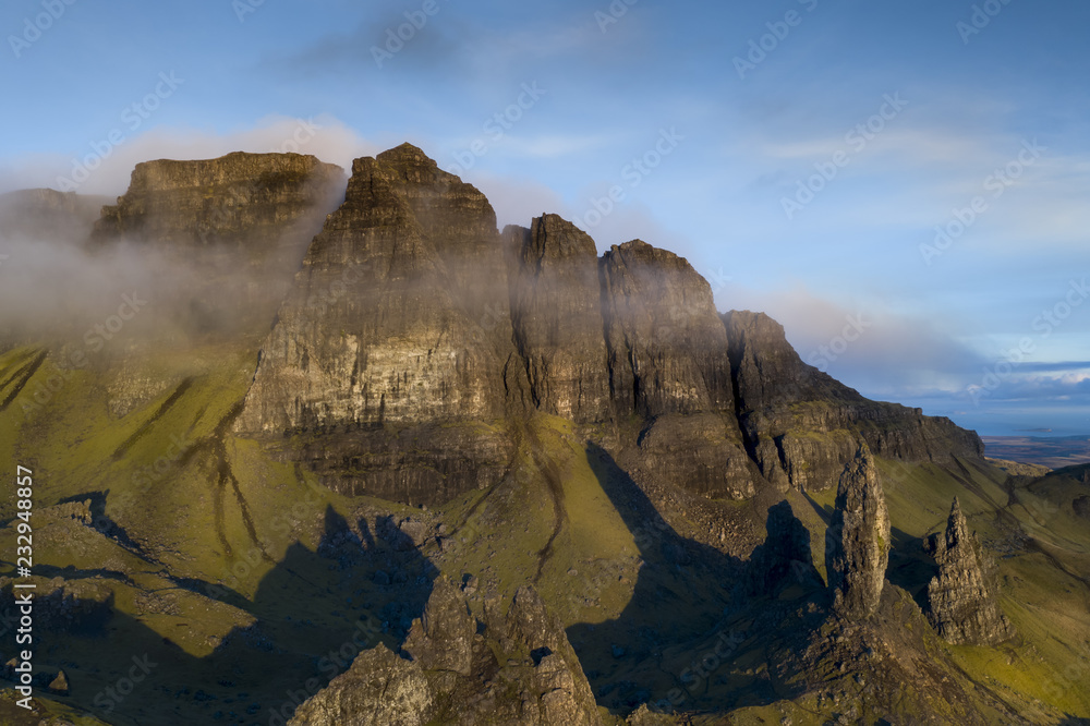 Mountain on the Isle of Skye with low cloud and Mist, Stor, UK