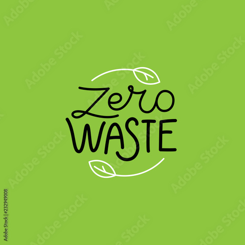 Vector logo design template and badge in trendy linear style - zero waste concept, recycle and reuse, reduce