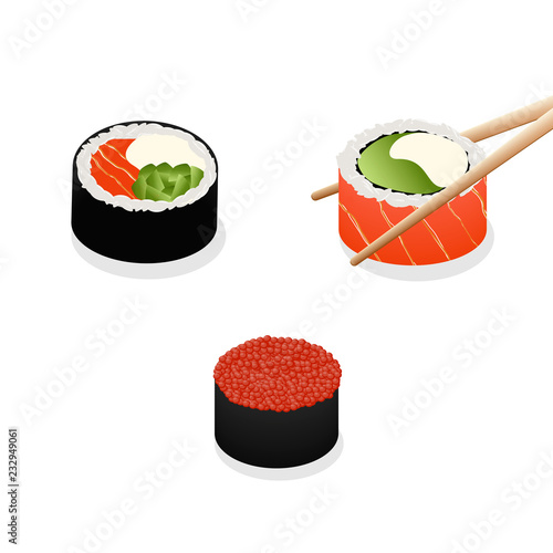 Sushi set icons. Vector illustration