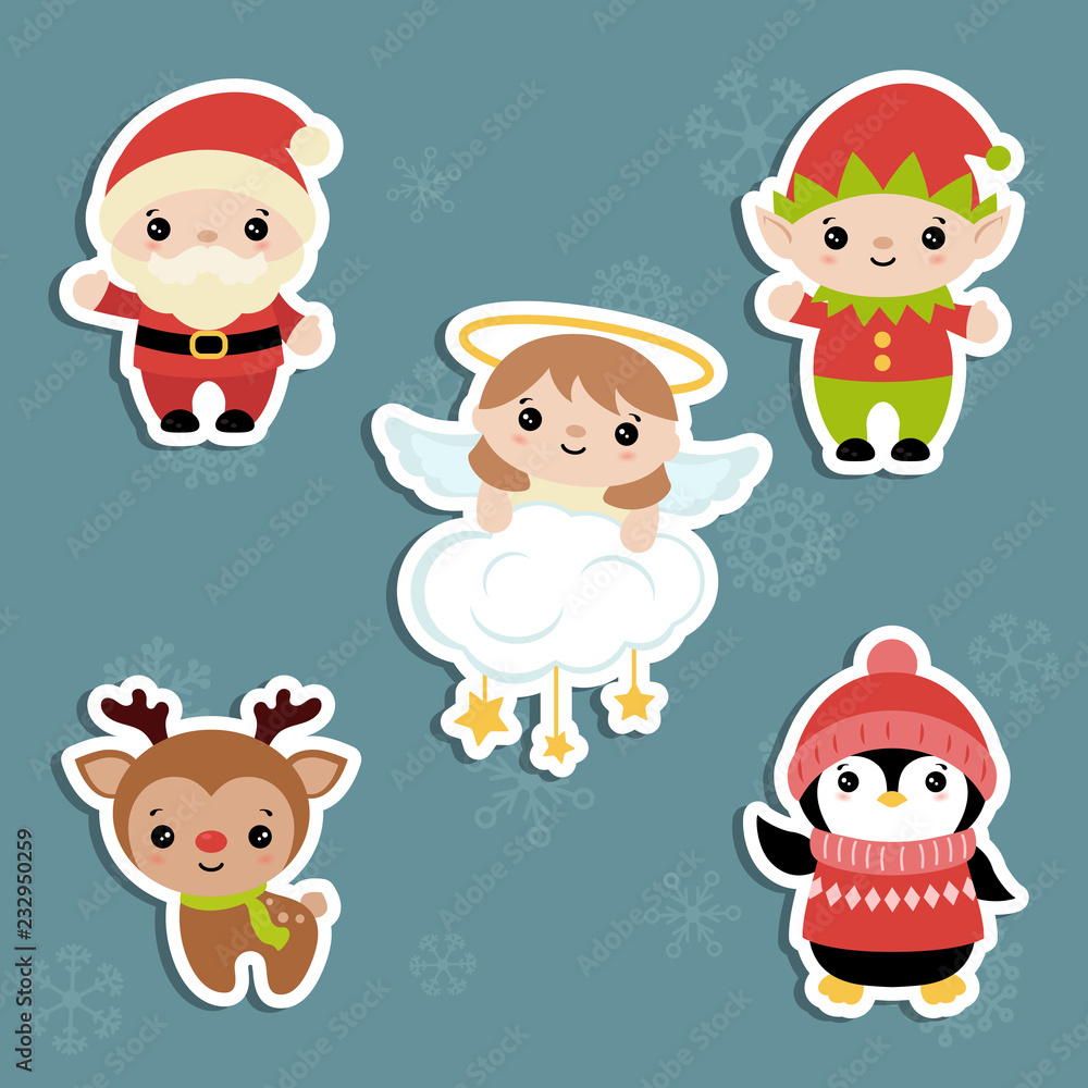 Set of christmas characters. Set of christmas characters.