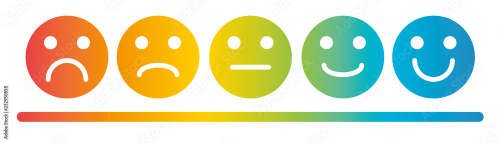 Fototapeta premium Emoji Colored Scale Icons Vector 