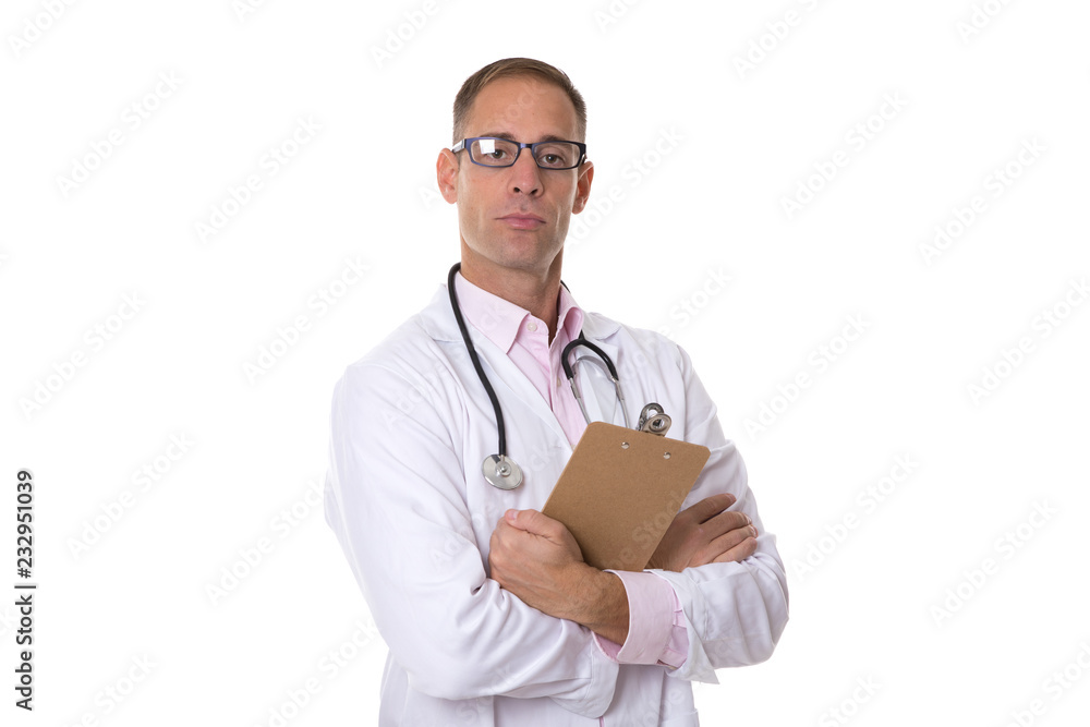 young doctor with white coat