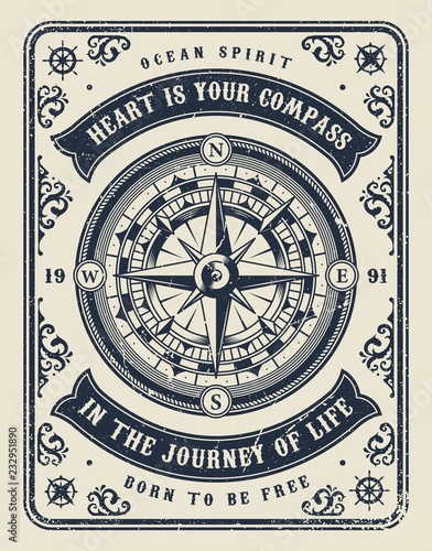 Vintage maritime monochrome template