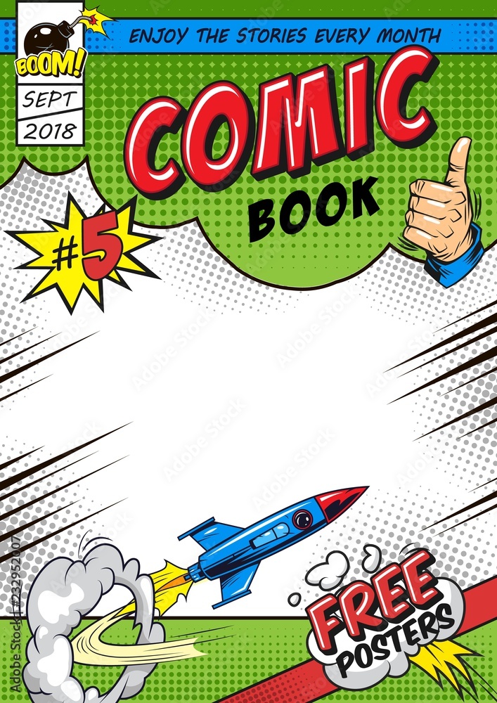 Fototapeta premium Bright comic book cover concept