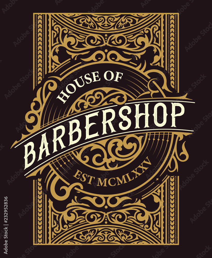 Barber shop label, Western style