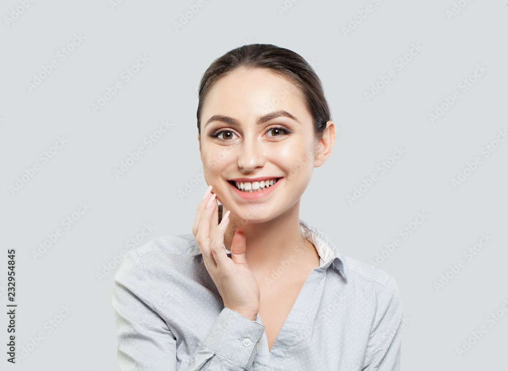 Cheerful young woman student smiling Cheerful young woman student smiling