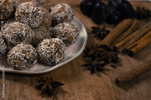 Vegan sweet delicious candy. Raw sweet ball