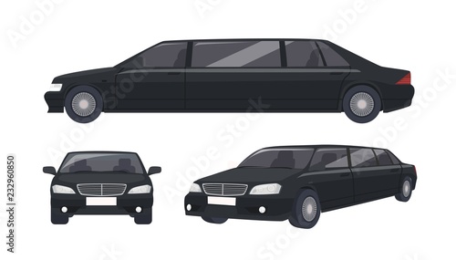 Vászonkép Luxury black limousine isolated on white background