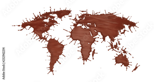 Milk Chocolate Splash in Shape of World Map