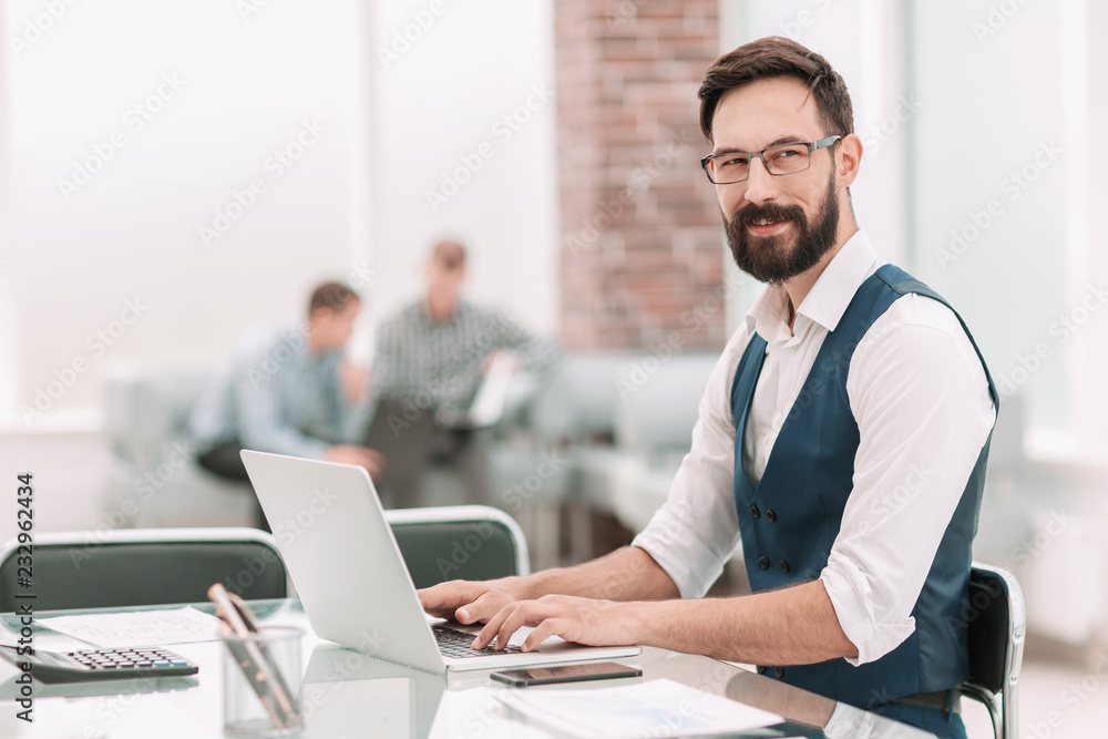 close up. businessman sitting at the office Desk close up. businessman sitting at the office Desk