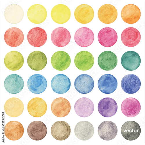 Vector colorful watercolor circle set