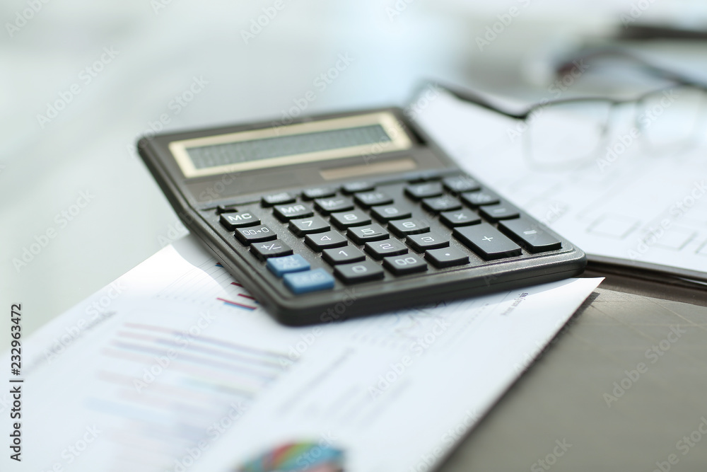 close up. calculator on the Desk in the office close up. calculator on the Desk in the office