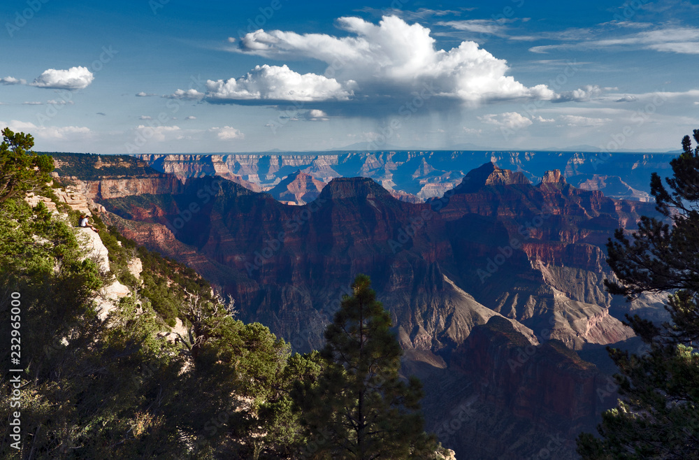 Two guys sitting on a rock enjoying the view of the Grand Canyon North Rim in Arizona