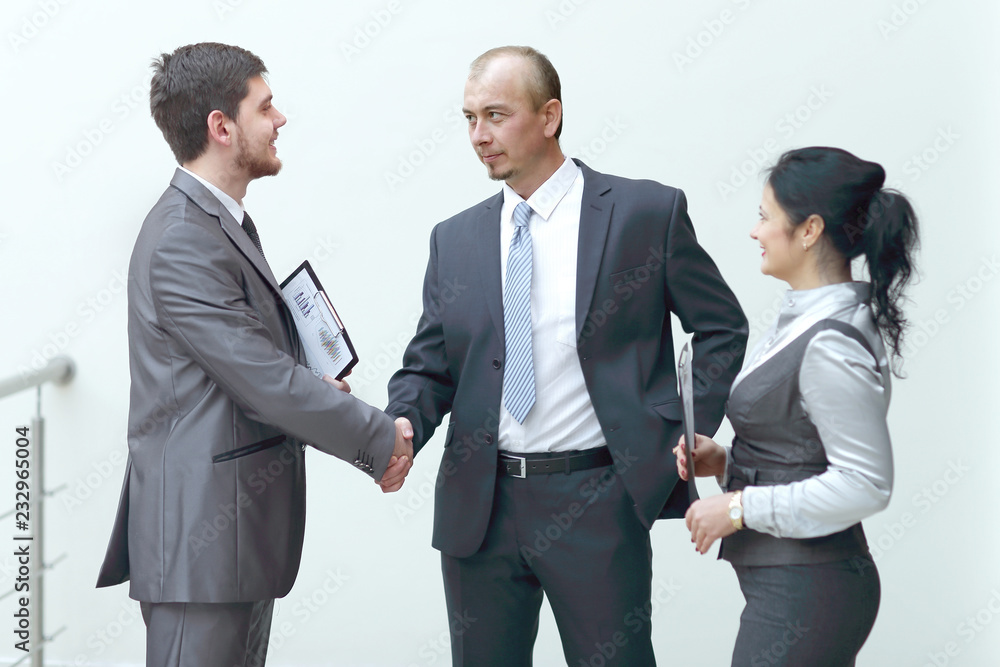 close up.businessman handshake with business woman. the concept of cooperation close up.businessman handshake with business woman. the concept of cooperation