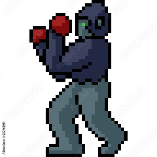 vector pixel art boxing gorilla