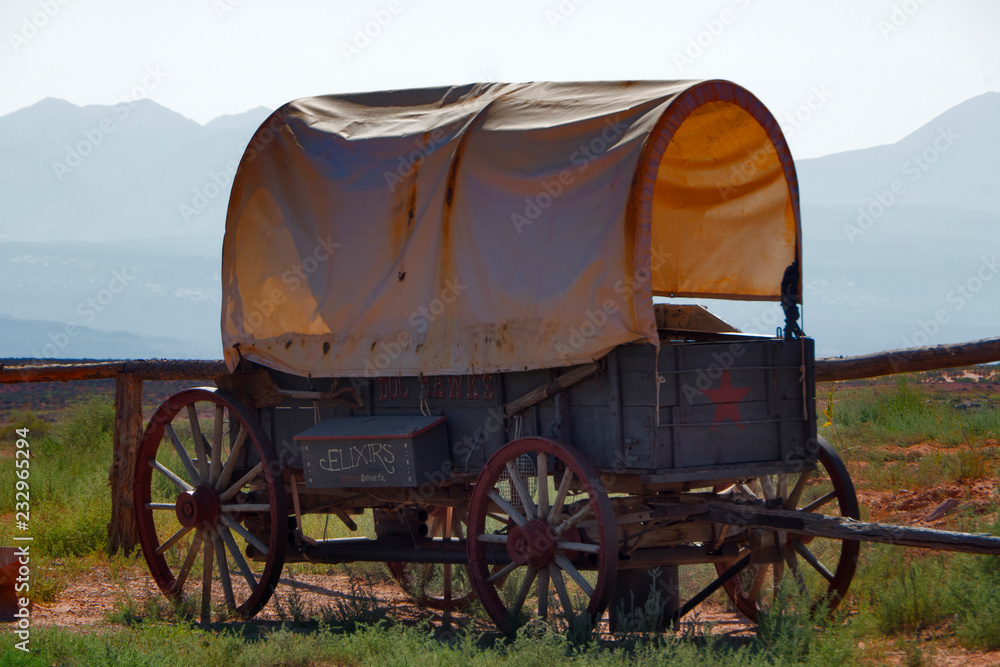 Old stagecoach at Arches National Park, Utah, USA