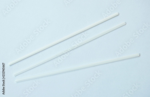 plastic drinking straw arranging on white background