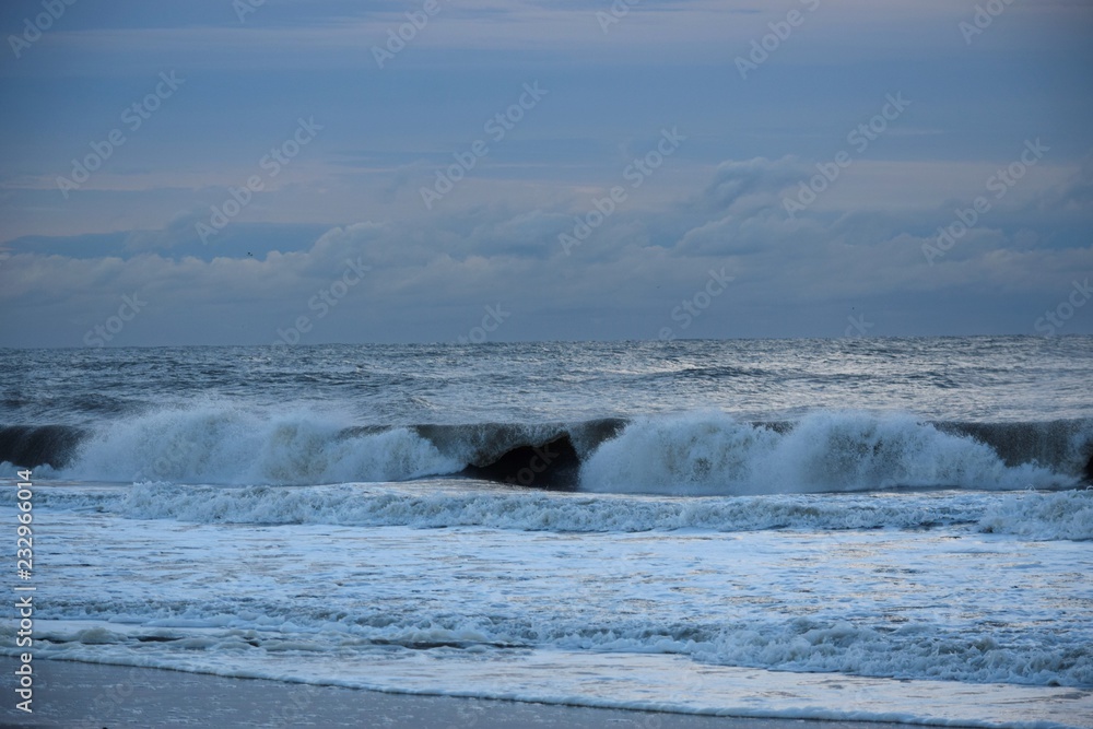 Rushing ocean waves