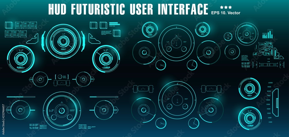 HUD futuristic green user interface, dashboard display virtual reality technology screen HUD futuristic green user interface, dashboard display virtual reality technology screen