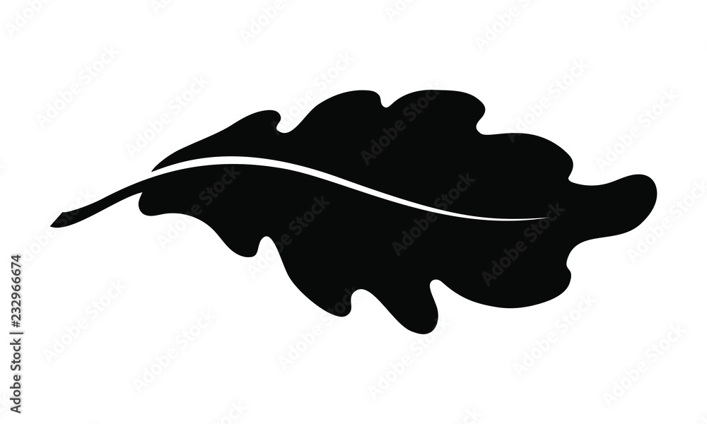 Oak leaf graphic icon. Oak leaf sign isolated on white background. Flat ...