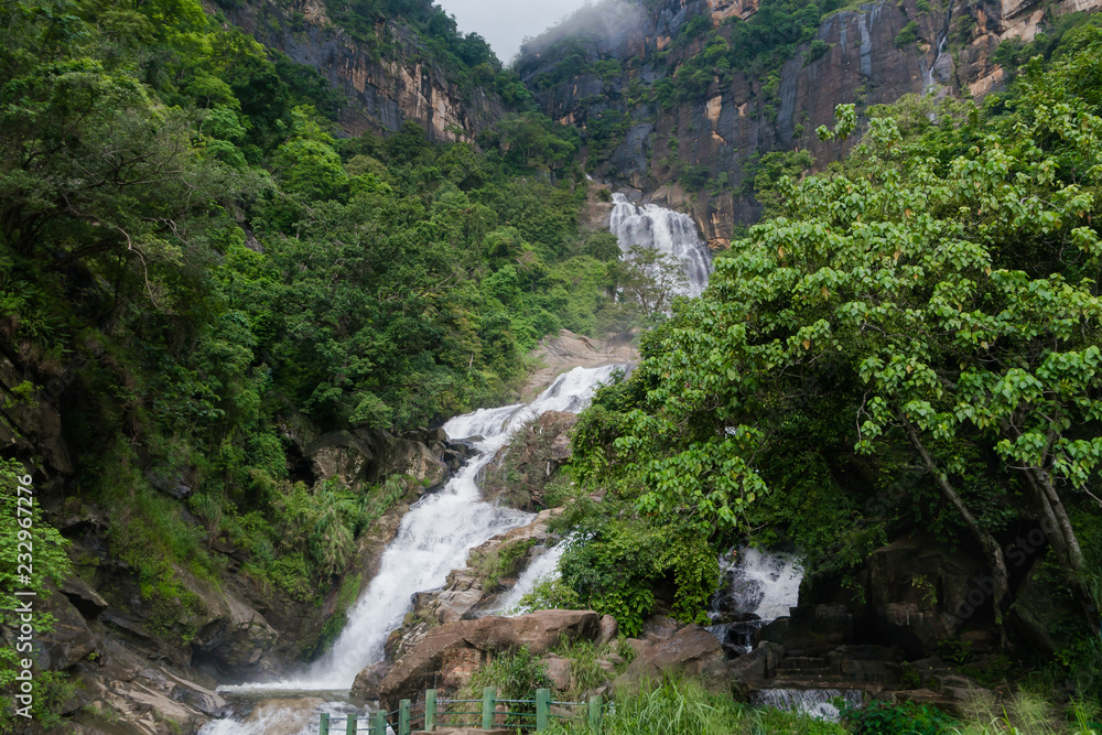 Ravana ella waterfall in Sri Lanka. Beautiful landscape with waterfall.
