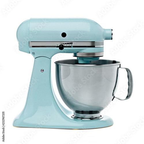 Foto Blue Stand or kitchen Mixer With Clipping Path Isolated On White Background