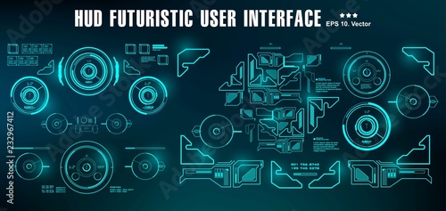 HUD futuristic green user interface  dashboard display virtual reality technology screen