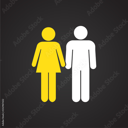 Interracial relationship family on black background icon