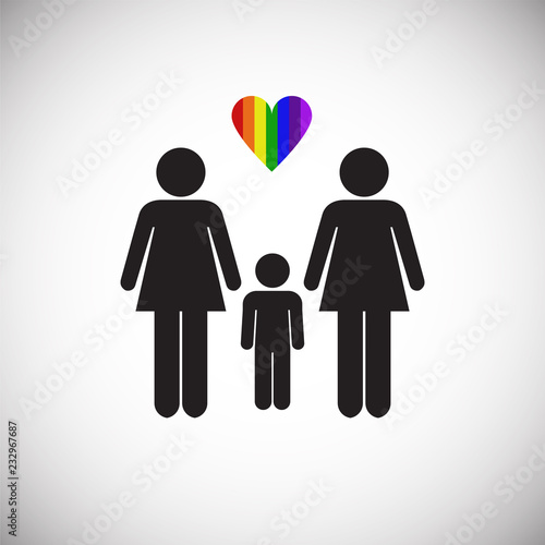 LGBT family female plus female on white background icon