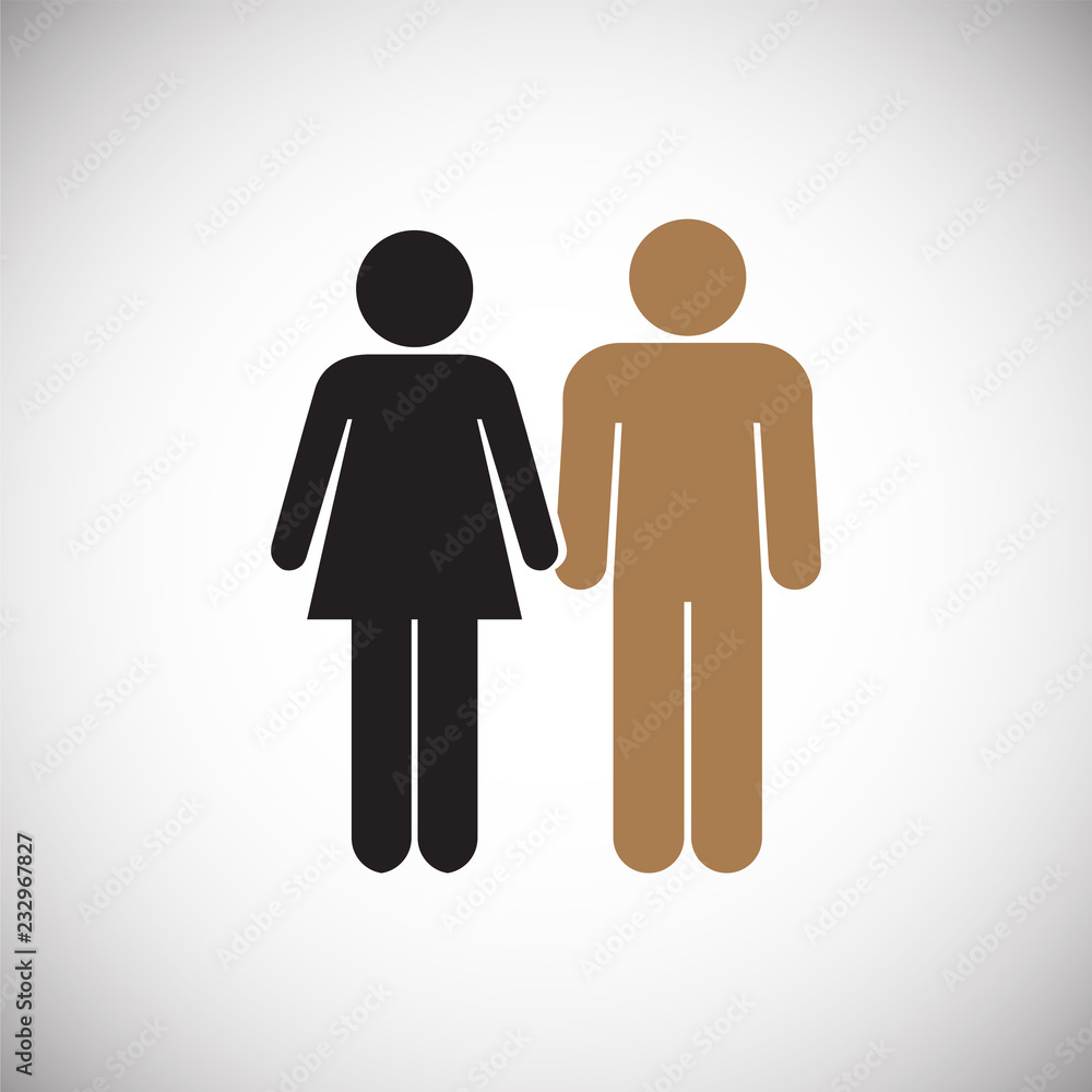 Interracial relationship family on white background icon Interracial relationship family on white background icon